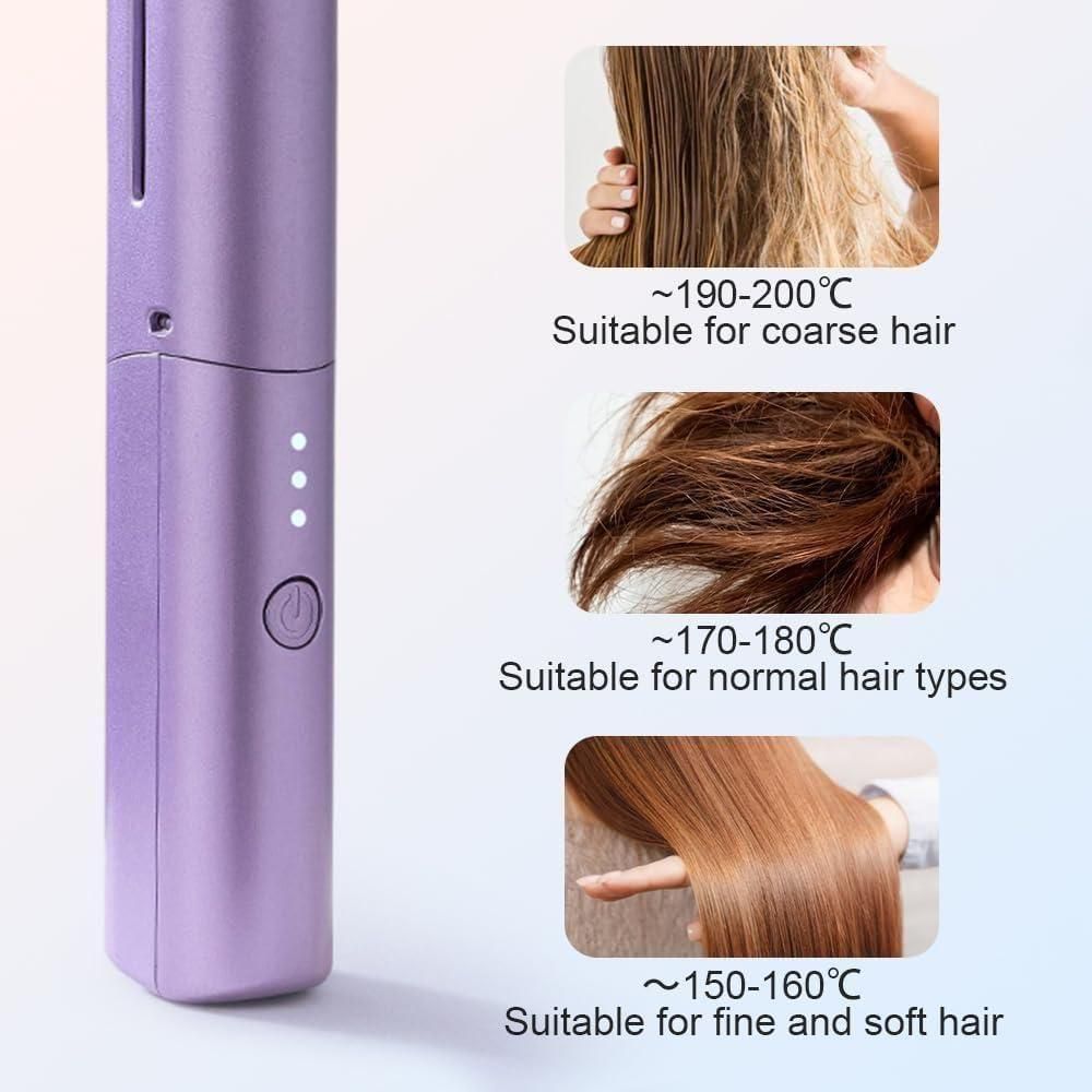 Portable Mini Hair Straightener | Cordless Rechargeable | Mini Adjustable Hair Straightener