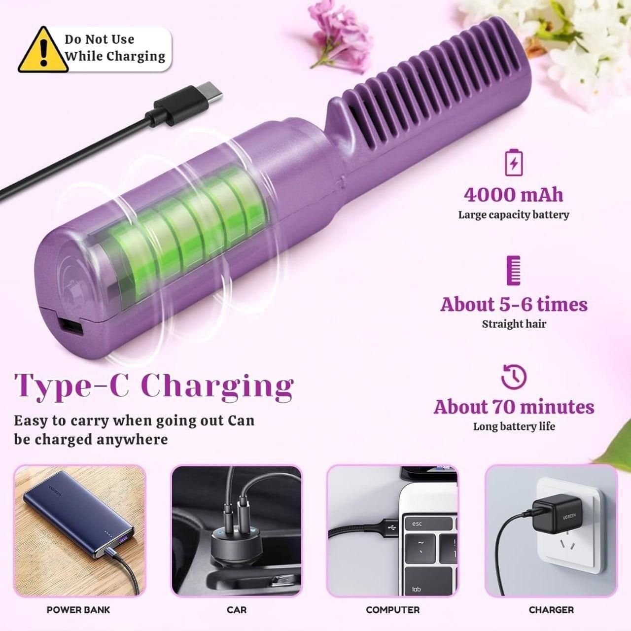 Portable Mini Hair Straightener | Cordless Rechargeable | Mini Adjustable Hair Straightener